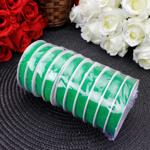 Çift Taraflı 1 cm 25 Metre Organze Kurdele Yeşil - 3