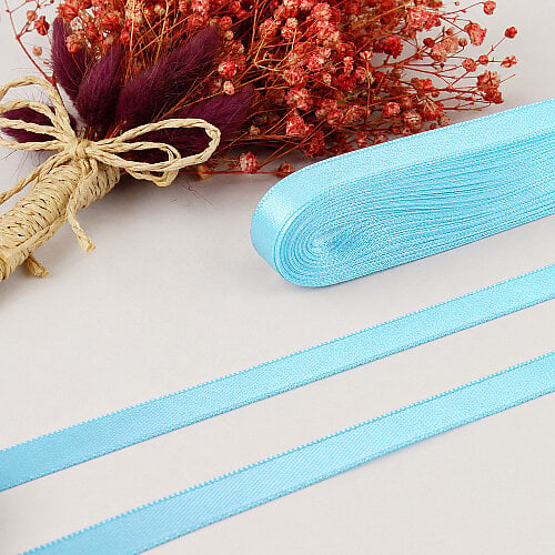 Çift Taraflı 1 cm Saten Kurdele 10 Metre Açık Mavi - Toptanalim