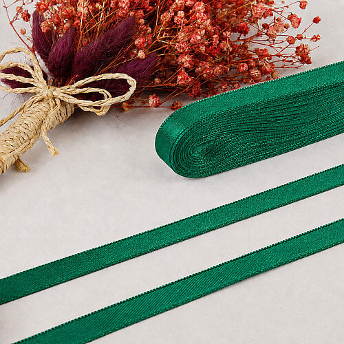 Çift Taraflı 1 cm Saten Kurdele 10 Metre Çam Yeşili - Toptanalim