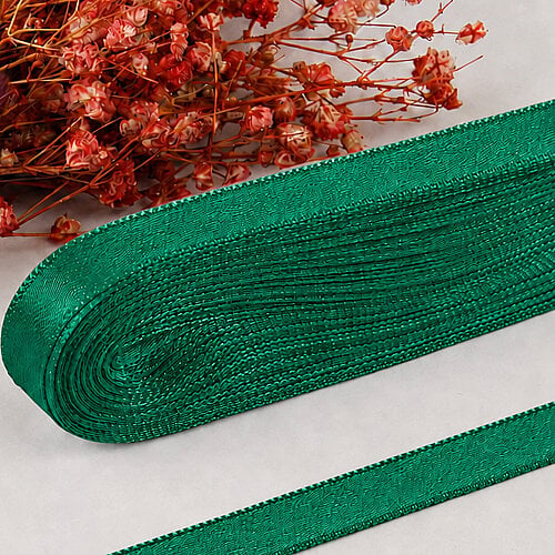 Çift Taraflı 1 cm Saten Kurdele 10 Metre Çam Yeşili - Toptanalim (1)