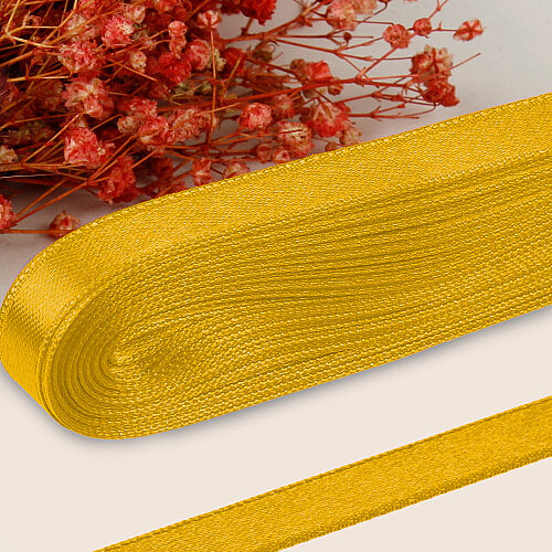 Çift Taraflı 1 cm Saten Kurdele 10 Metre Gold Hardal - Toptanalim (1)