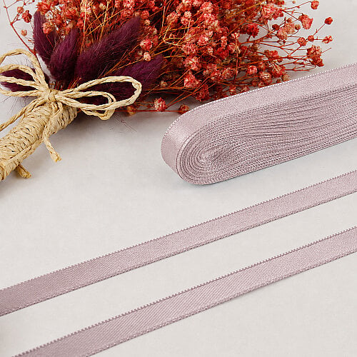 Çift Taraflı 1 cm Saten Kurdele 10 Metre Pudra - Toptanalim