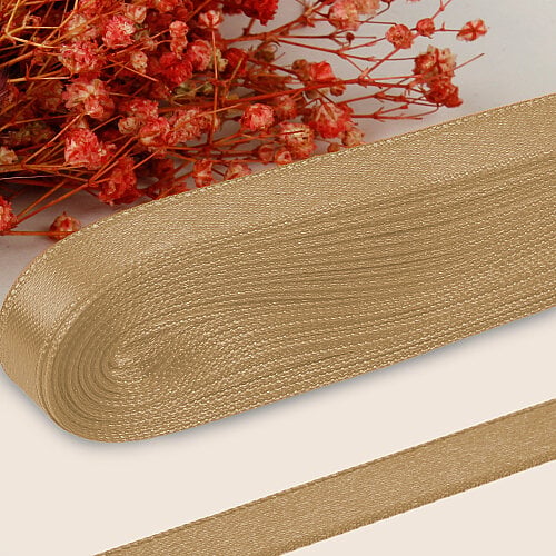 Çift Taraflı 1 cm Saten Kurdele 10 Metre Sütlü Kahve - Toptanalim (1)