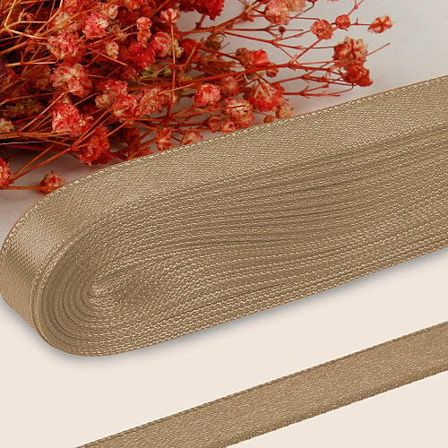 Çift Taraflı 1 cm Saten Kurdele 10 Metre Vizon - Toptanalim (1)