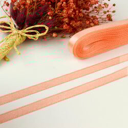 Çift Taraflı 1 Cm Saten Kurdele Açık Somon - 1