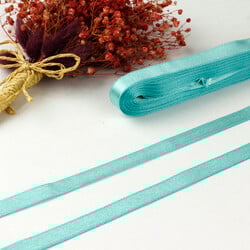 Çift Taraflı 1 Cm Saten Kurdele Nane Yeşili - 1