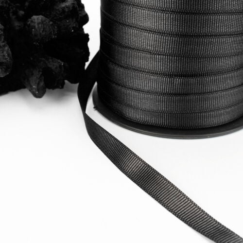 Çift Taraflı 1CM Grogren Kurdele Siyah 250 Metre Makara - Kare Dekor (1)