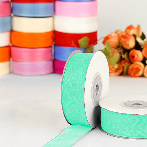 Çift Taraflı 2 cm 25 Metre Organze Kurdele Mint Yeşili - Toptanalim