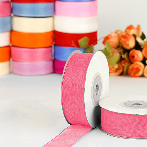 Çift Taraflı 2 cm 25 Metre Organze Kurdele Pembe - Toptanalim