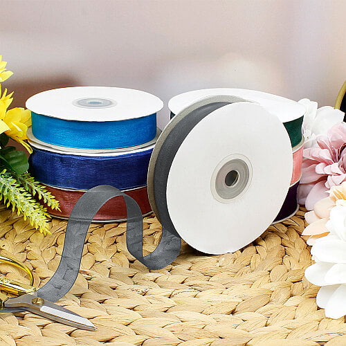 Çift Taraflı 2 cm 50 Metre Organze Kurdele Füme Gri - Toptanalim