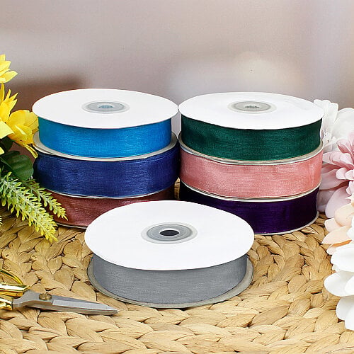 Çift Taraflı 2 cm 50 Metre Organze Kurdele Füme Gri - Toptanalim (1)