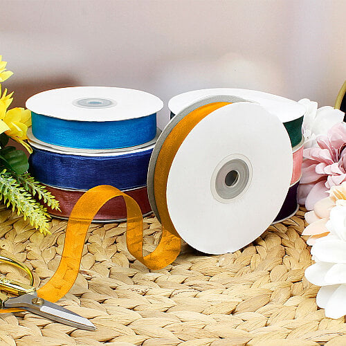 Çift Taraflı 2 cm 50 Metre Organze Kurdele Hardal - Toptanalim