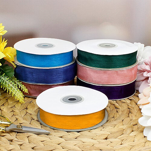 Çift Taraflı 2 cm 50 Metre Organze Kurdele Hardal - Toptanalim (1)