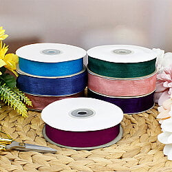 Çift Taraflı 2 cm 50 Metre Organze Kurdele Mürdüm - 2
