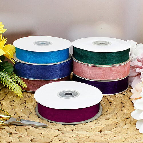Çift Taraflı 2 cm 50 Metre Organze Kurdele Mürdüm - Toptanalim (1)