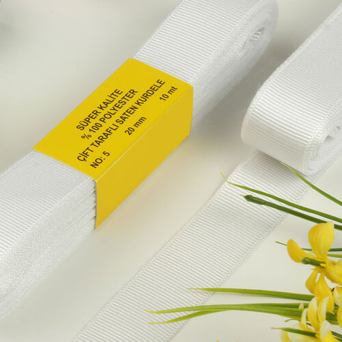 Çift Taraflı 2 Cm Grogren Kurdele Beyaz - Toptanalim (1)