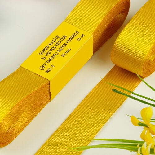 Çift Taraflı 2 Cm Grogren Kurdele Gold - 2