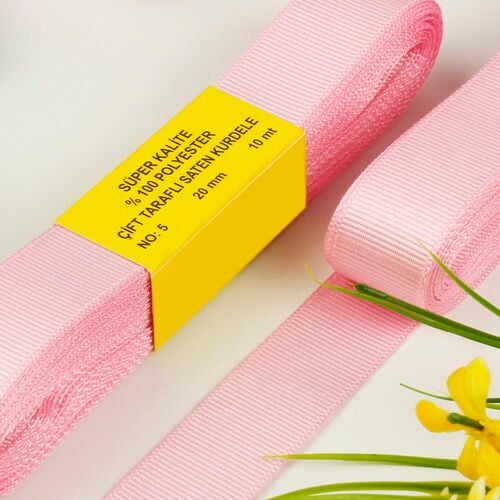 Çift Taraflı 2 Cm Grogren Kurdele Pembe - Toptanalim (1)