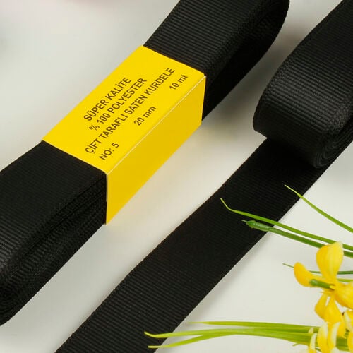 Çift Taraflı 2 Cm Grogren Kurdele Siyah - Toptanalim (1)