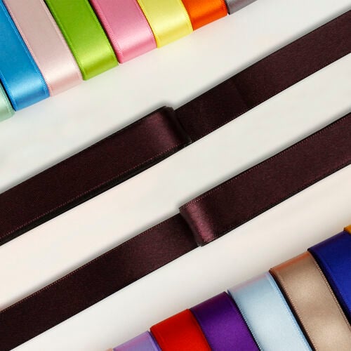Çift Taraflı 2 Cm Saten Kurdele Koyu Mürdüm - 1