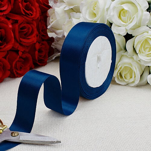 Çift Taraflı 2,5 cm Saten Kurdele Lacivert 22 Metre - Platin Gift