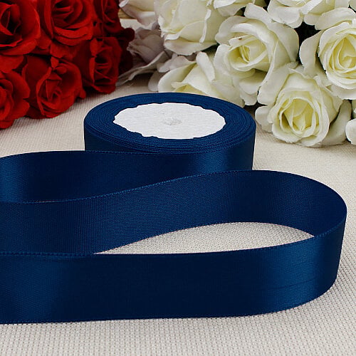 Çift Taraflı 2,5 cm Saten Kurdele Lacivert 22 Metre - Platin Gift (1)