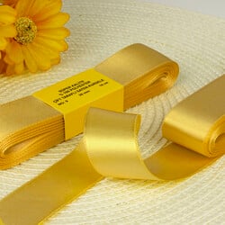 Çift Taraflı 3 Cm Saten Kurdele Açık Gold - 1