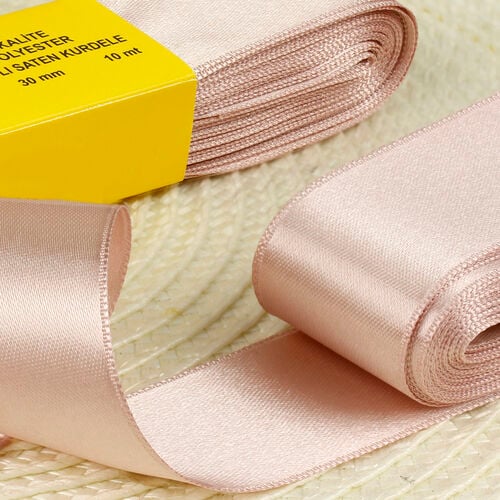 Çift Taraflı 3 Cm Saten Kurdele Soft Pembe - 2