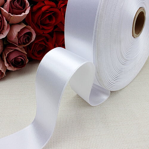 Çift Taraflı 3,5 cm Saten Kurdele Beyaz 100 Metre Bobin - Toptanalim (1)