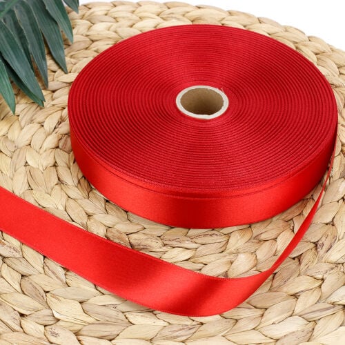 Çift Taraflı 3CM Saten Kurdele Kırmızı 100 Metre Bobin - 1