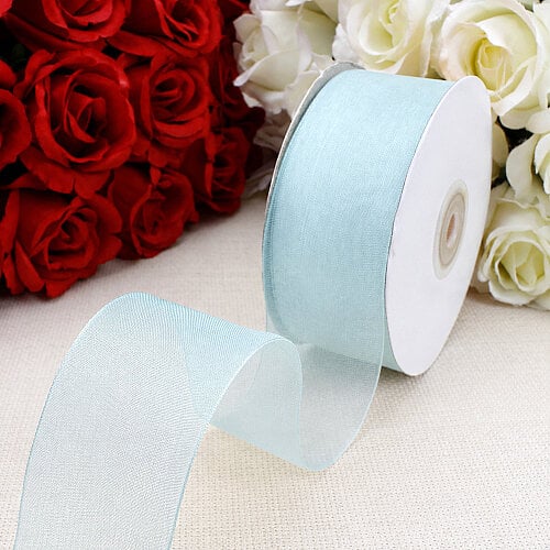 Çift Taraflı 4 cm Organze Kurdele Bebe Mavisi 50 Metre - Toptanalim