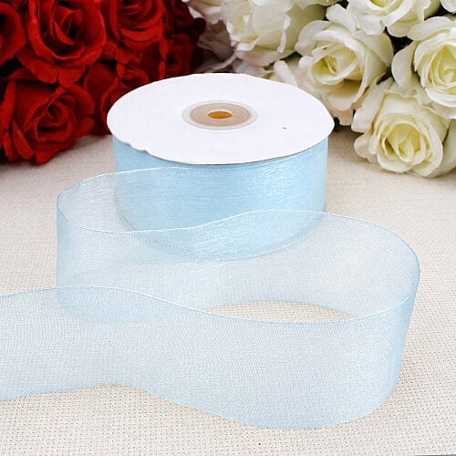 Çift Taraflı 4 cm Organze Kurdele Bebe Mavisi 50 Metre - Toptanalim (1)