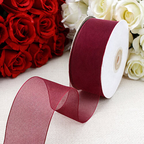 Çift Taraflı 4 cm Organze Kurdele Bordo 50 Metre - Toptanalim