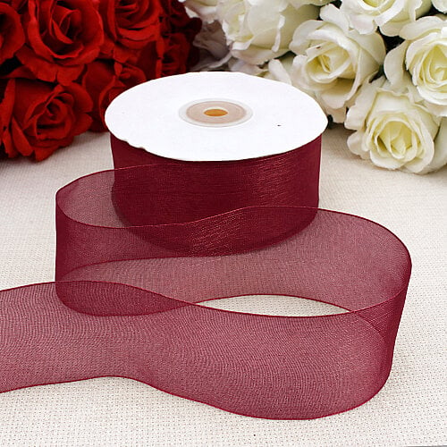 Çift Taraflı 4 cm Organze Kurdele Bordo 50 Metre - Toptanalim (1)