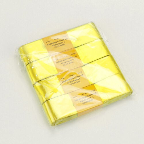 Çift Taraflı 4CM Saten Kurdele Sarı 10 Metre - 2