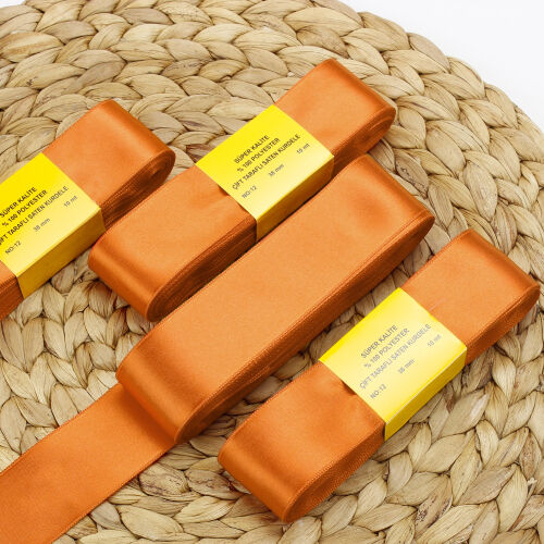 Çift Taraflı 4CM Saten Kurdele Turuncu 10 Metre - 1
