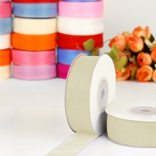 Çift Taraflı 2 Cm 25 Metre Organze Kurdele Krem - Toptanalim