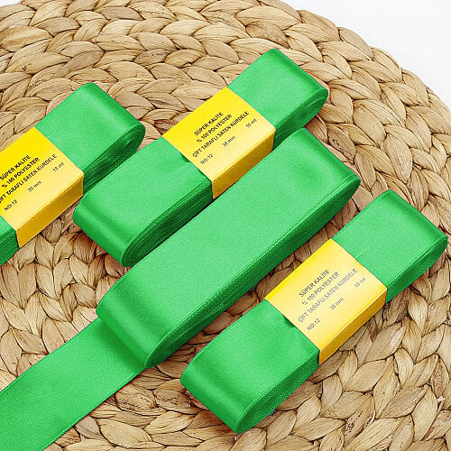 Çift Taraflı Saten Kurdele 4 cm 10 Metre Yeşil - Toptanalim