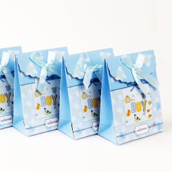 Cırtlı Karton Hediye Kutusu Mavi 10CM 12'Li Paket - 1