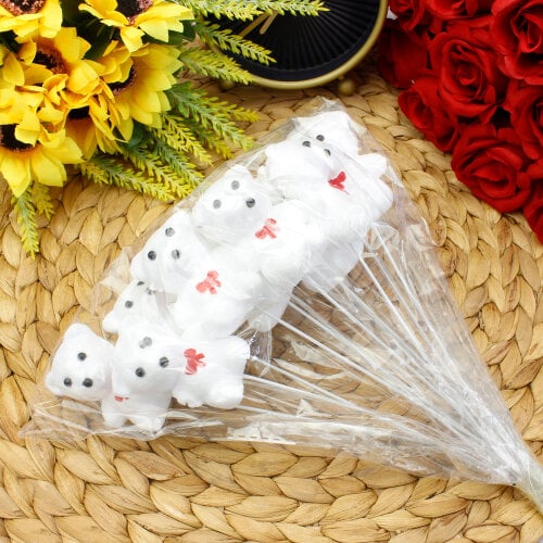 Çubuklu Beyaz Strafor Ayıcık 12'li Paket 20CM - 2