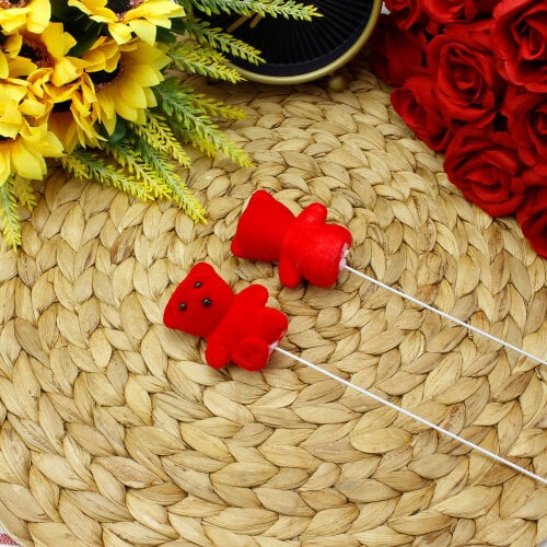 Çubuklu Kırmızı Strafor Ayıcık 12'li Paket 20CM - 2