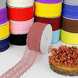 Dantel Şerit Kurdele 4 cm 25 Metre Gül Kurusu - 1