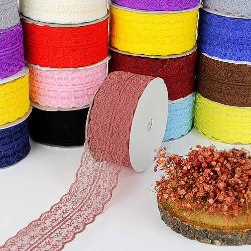 Dantel Şerit Kurdele 4 cm 25 Metre Gül Kurusu - Toptanalim