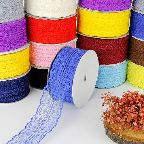 Dantel Şerit Kurdele 4 cm 25 Metre Mavi - Toptanalim