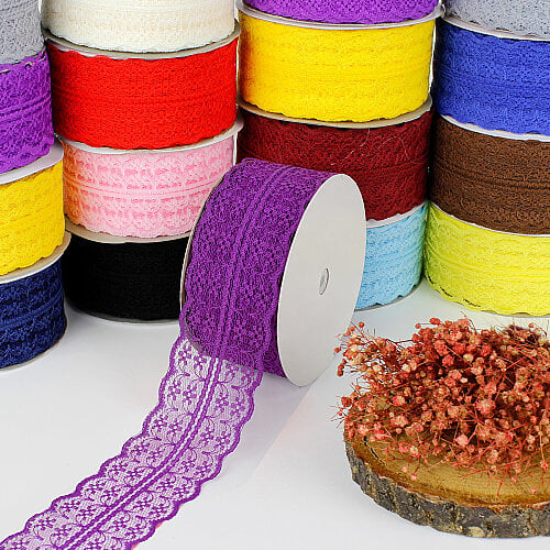 Dantel Şerit Kurdele 4 cm 25 Metre Mor - Toptanalim
