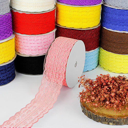 Dantel Şerit Kurdele 4 cm 25 Metre Somon Pembe - Toptanalim