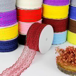 Dantel Şerit Kurdele 4CM Bordo 25 metre - 1