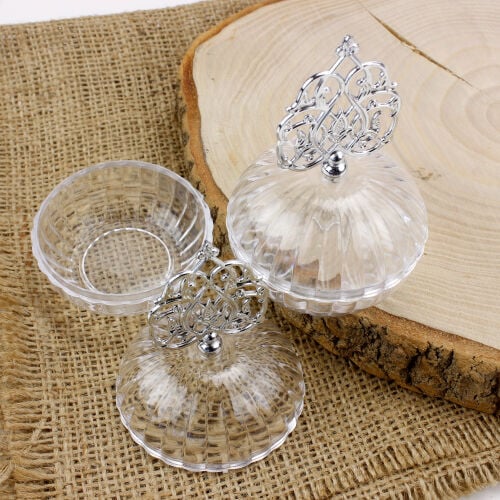 Dekoratif Osmanlı Model Gümüş Şapkalı Yuvarlak Şekerlik 12'Li Paket - 2