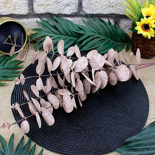 Dekoratif Yapay Okaliptüs Dalı Pudra Pembe 1 Metre - Toptanalim