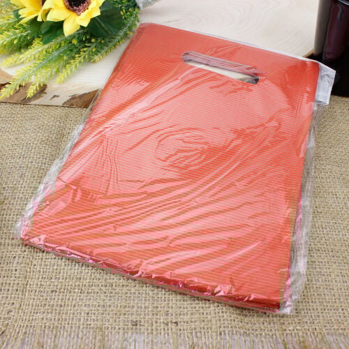 Desenli Hediyelik El Geçme Poşeti 12x17CM Kırmızı 50'li Paket - 2